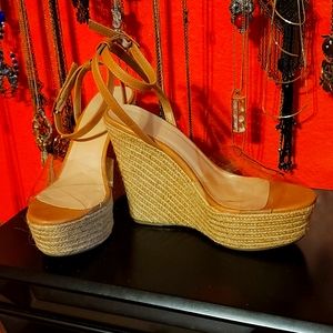 Bamboo clear platform wedges
